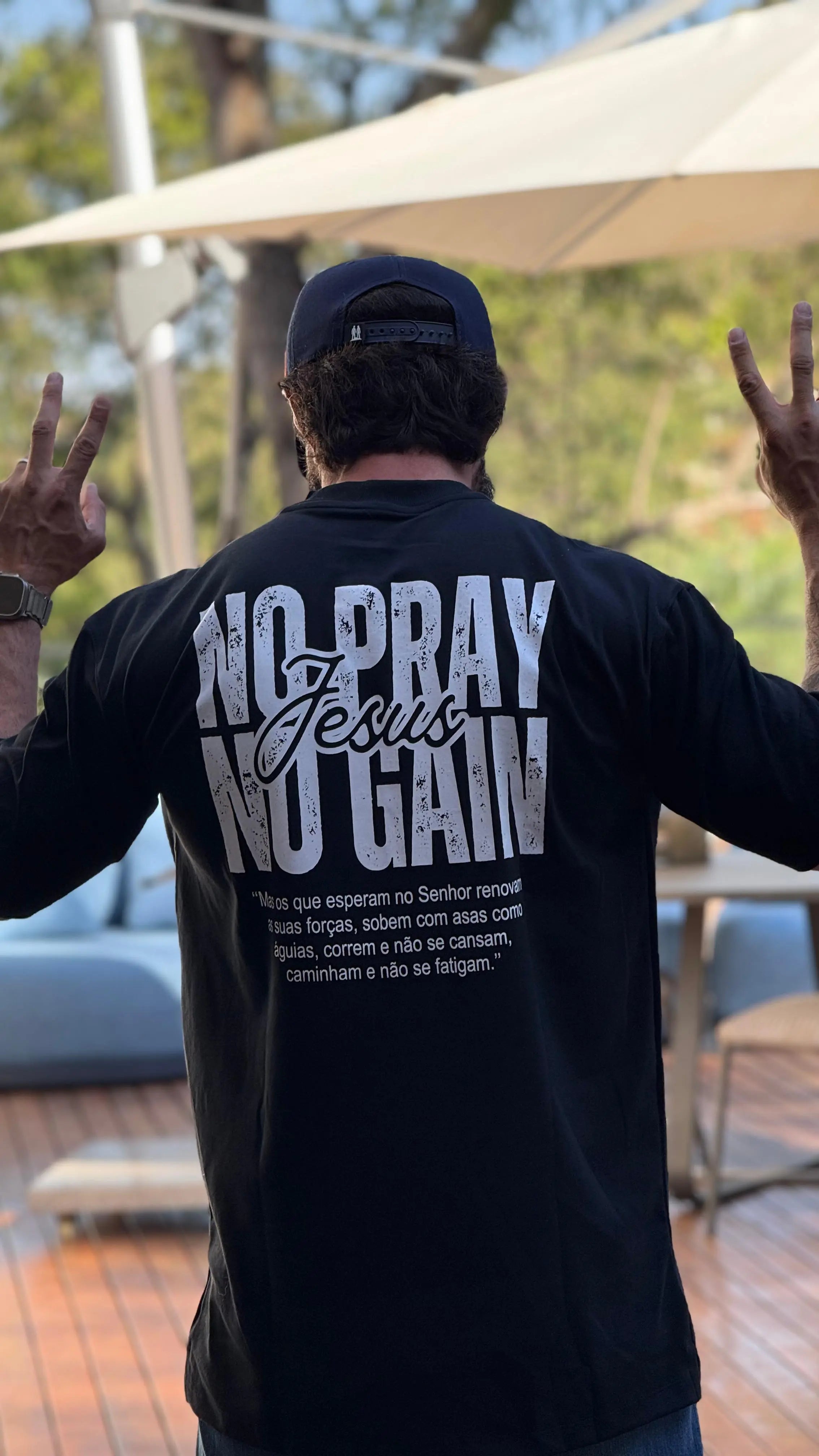 Conjunto | Camiseta "No Pray, No Gain" + Boné UNIDADE
